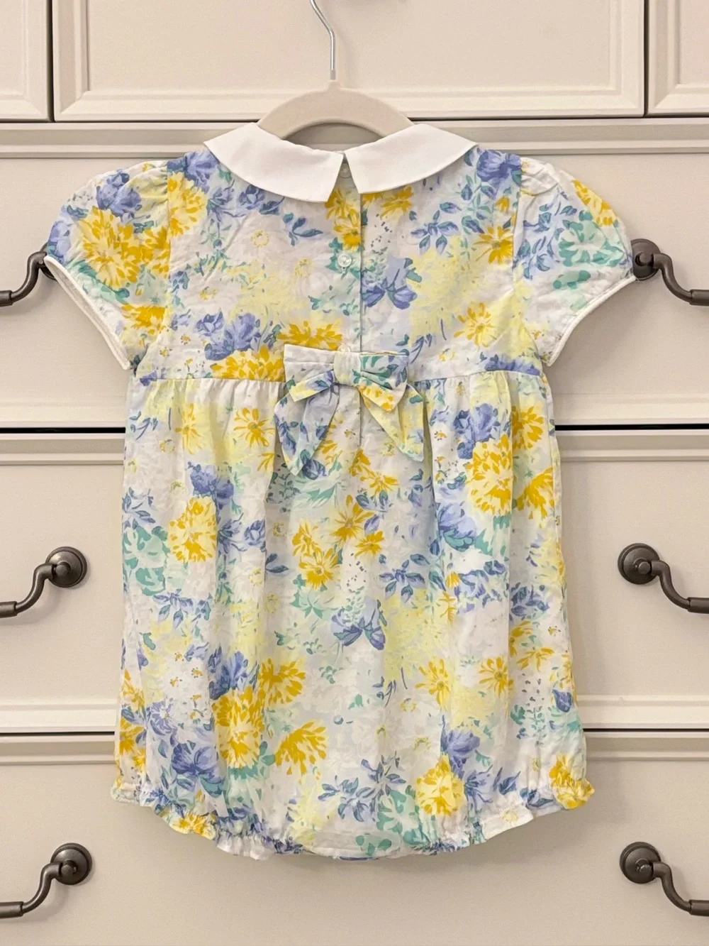 NWT Janie and Jack Charlotte Smocked Floral Romper & Bow Headband 18-24 Months